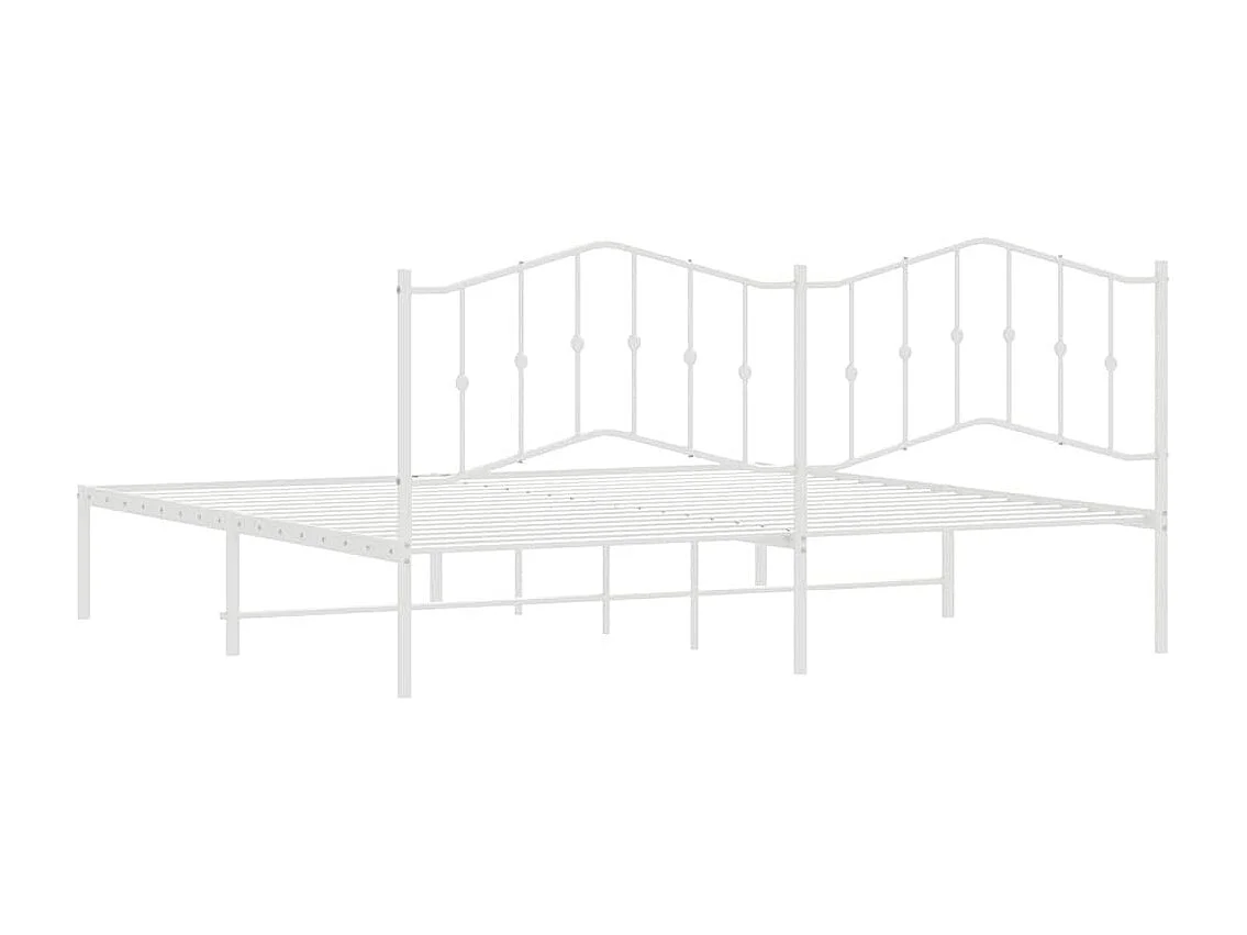 Lit double | Lit adulte | Cadre de lit métal et tête de lit blanc 193x203 cm