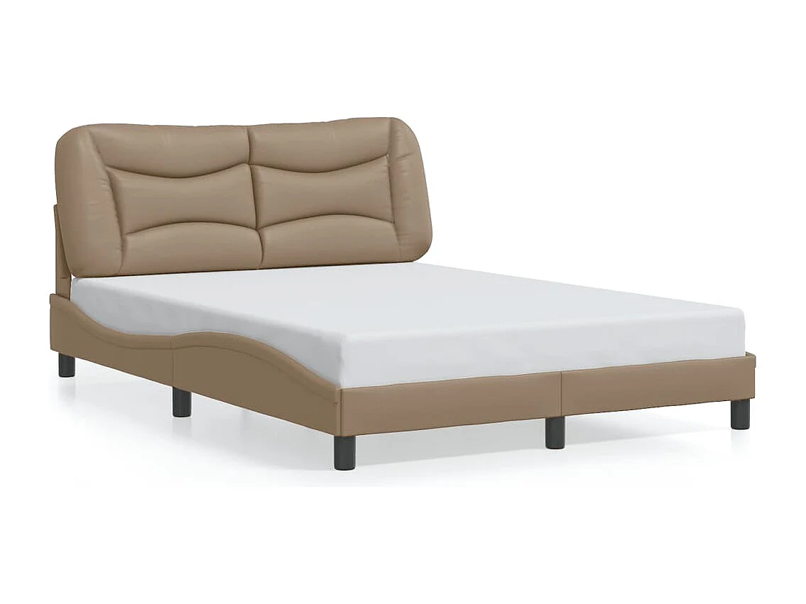 Bedframe | Eenpersoonsbed zonder matras "Hvar" kunstleer cappuccinokleurig 120x200 cm