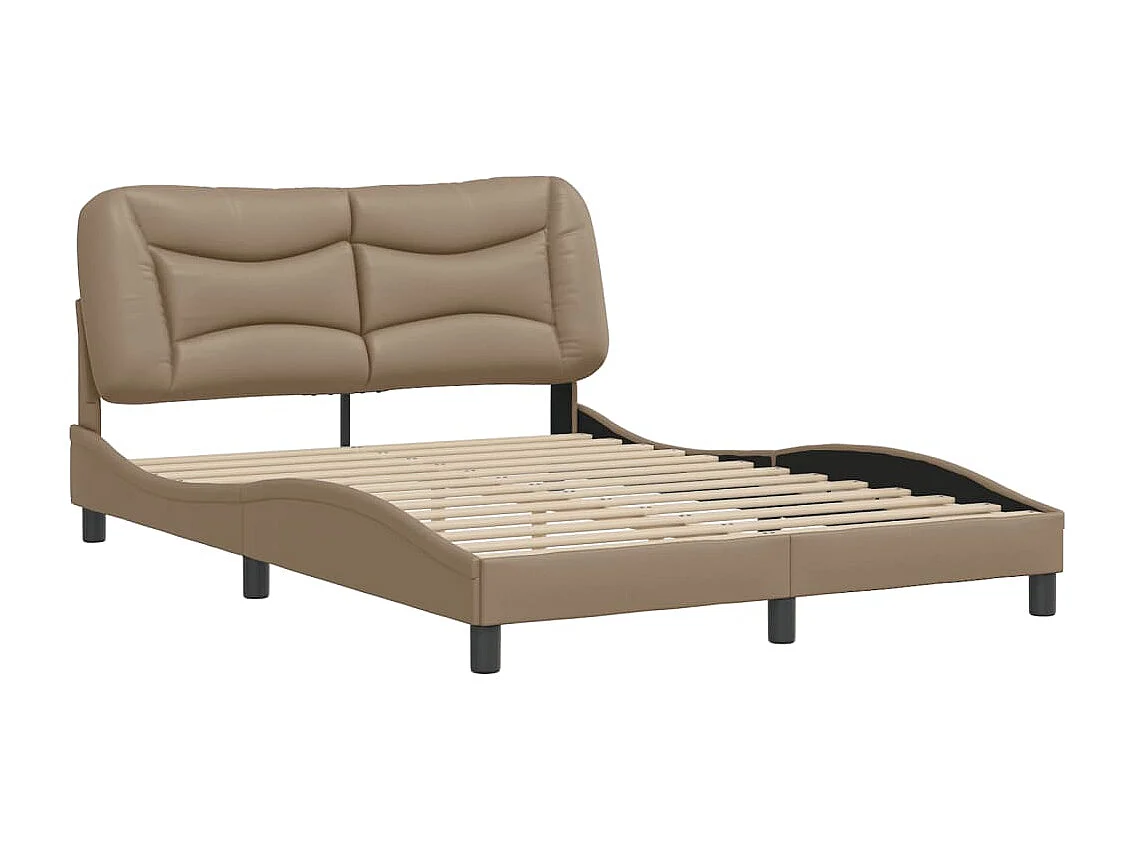 Bedframe | Eenpersoonsbed zonder matras "Hvar" kunstleer cappuccinokleurig 120x200 cm