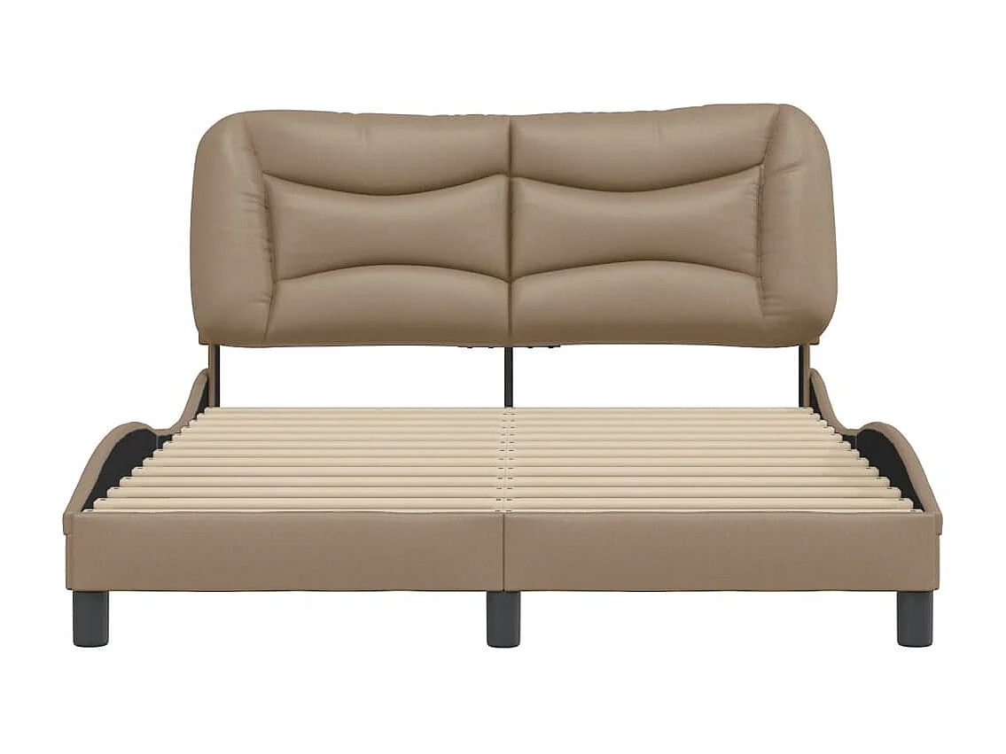 Bedframe | Eenpersoonsbed zonder matras "Hvar" kunstleer cappuccinokleurig 120x200 cm