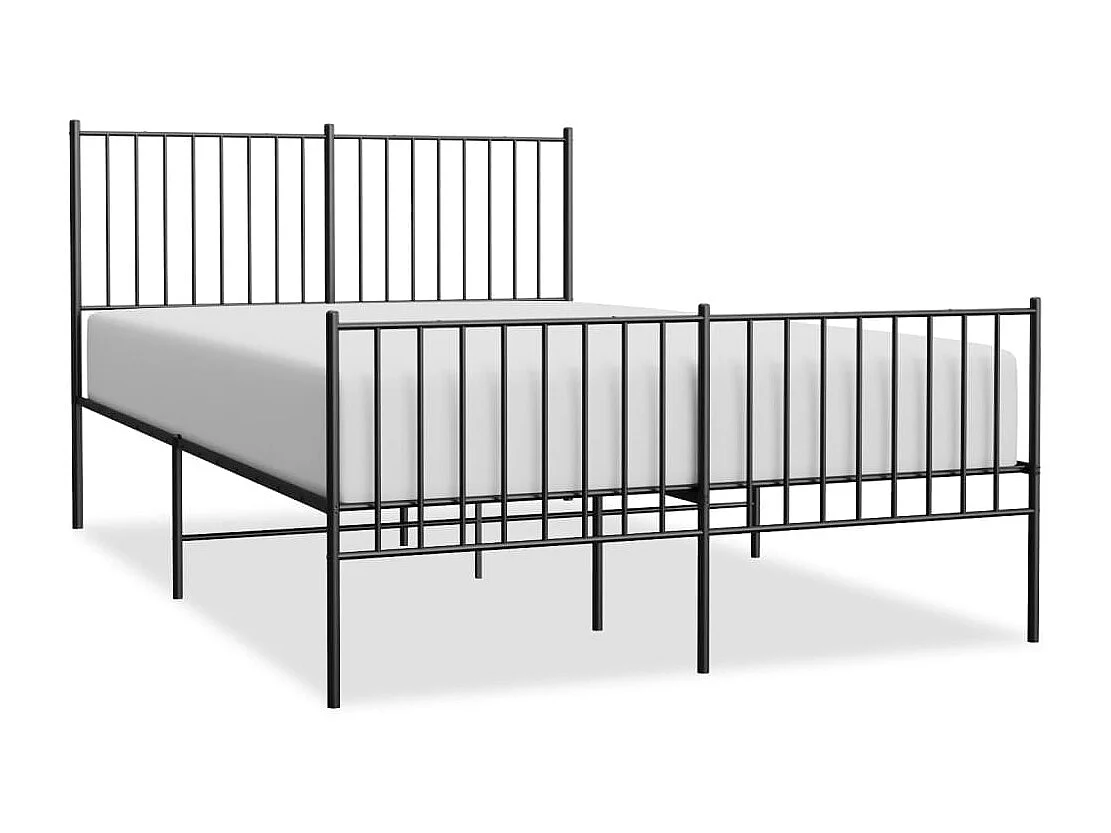 Lit double | Lit adulte | Cadre de lit métal avec pied de lit noir 140x190cm