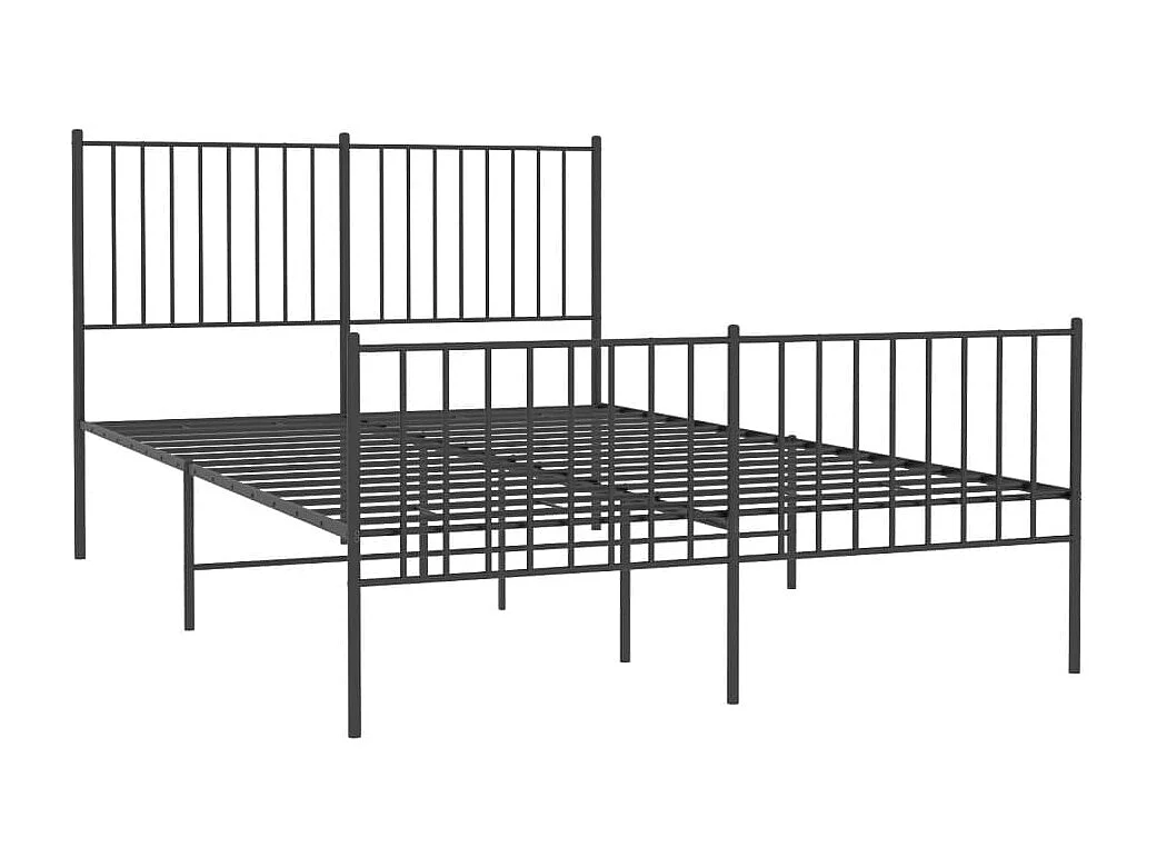 Lit double | Lit adulte | Cadre de lit métal avec pied de lit noir 140x190cm