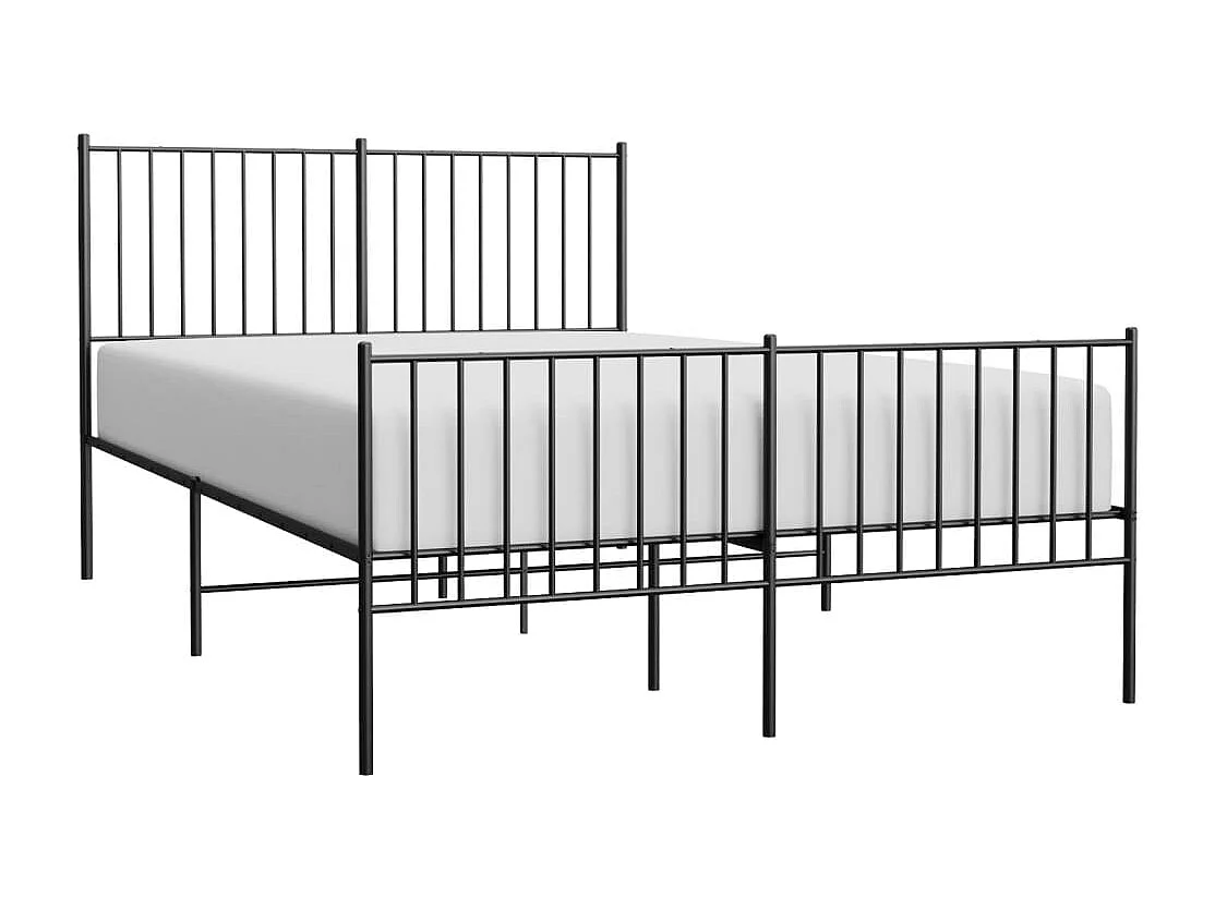 Lit double | Lit adulte | Cadre de lit métal avec pied de lit noir 140x190cm