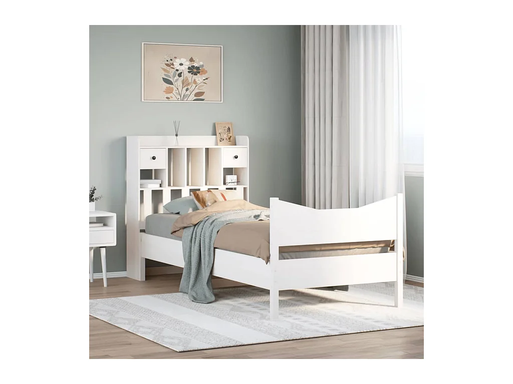 Letto per adulti | Letto singolo | Giroletto senza Materasso Bianco 90x200 cm Legno Massello Pino