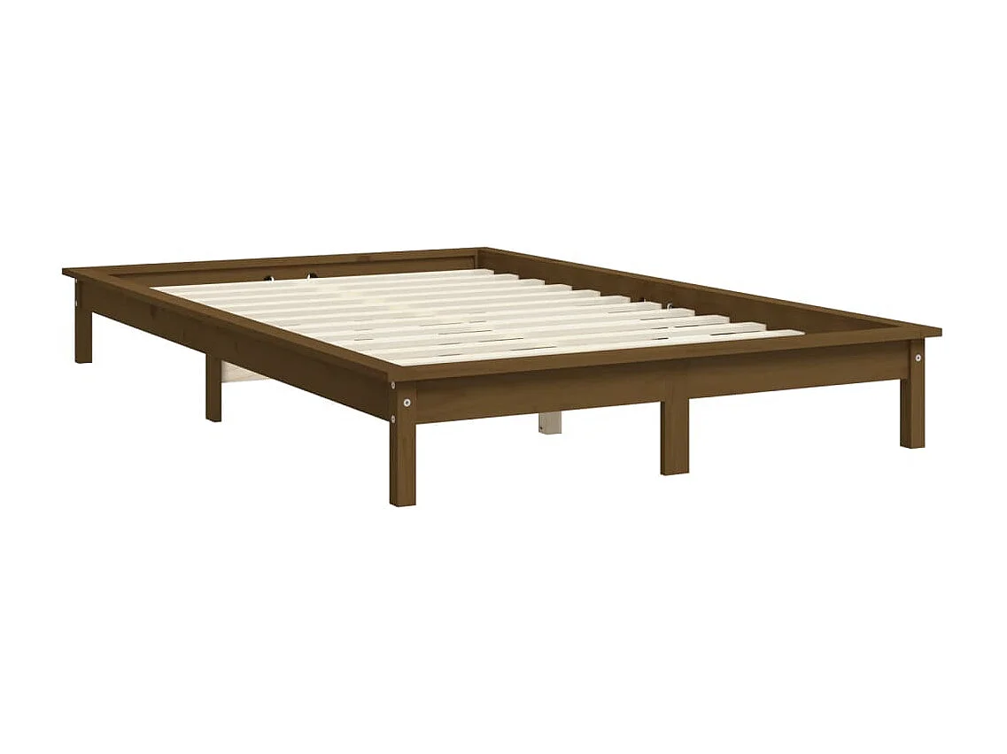 Lit double | Lit adulte | Cadre de lit marron miel 140x200 cm bois massif