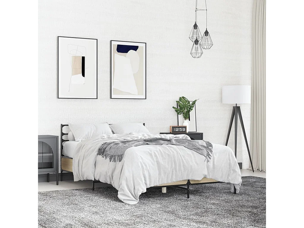 Lit double | Lit adulte | Cadre de lit chêne sonoma 140x190 cm