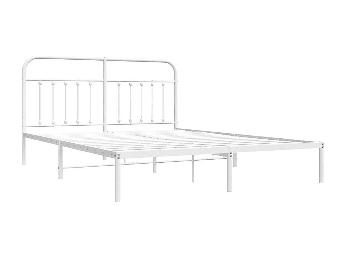 Lit double | Lit adulte | Cadre de lit métal et tête de lit blanc 160x200 cm