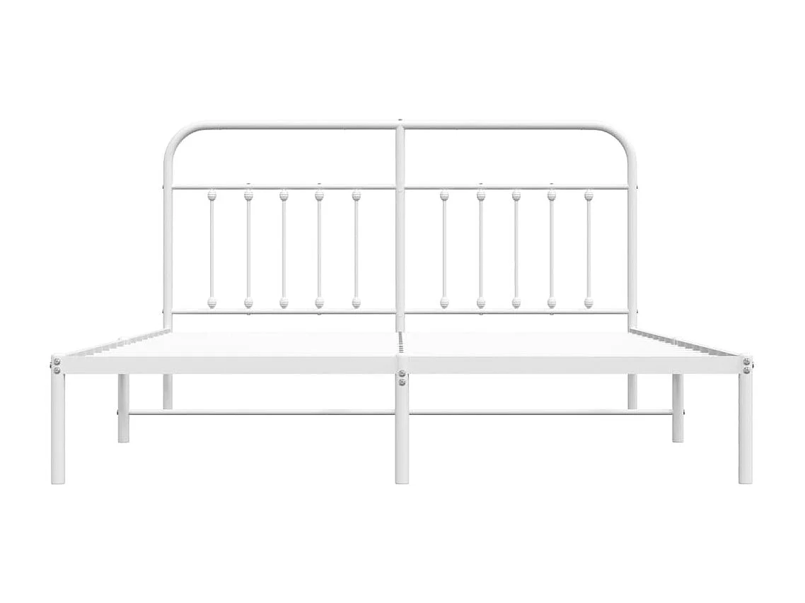 Lit double | Lit adulte | Cadre de lit métal et tête de lit blanc 160x200 cm