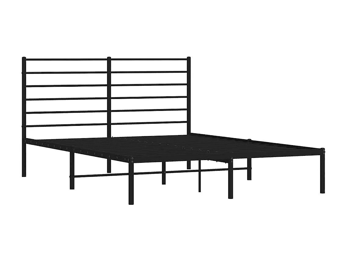 Lit double | Lit adulte | Cadre de lit métal avec tête de lit noir 150x200cm