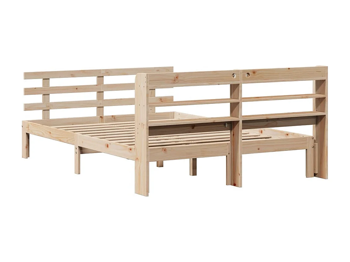 Letto per adulti | Letto singolo | Giroletto con Testiera 120x190 cm in Legno Massello di Pino