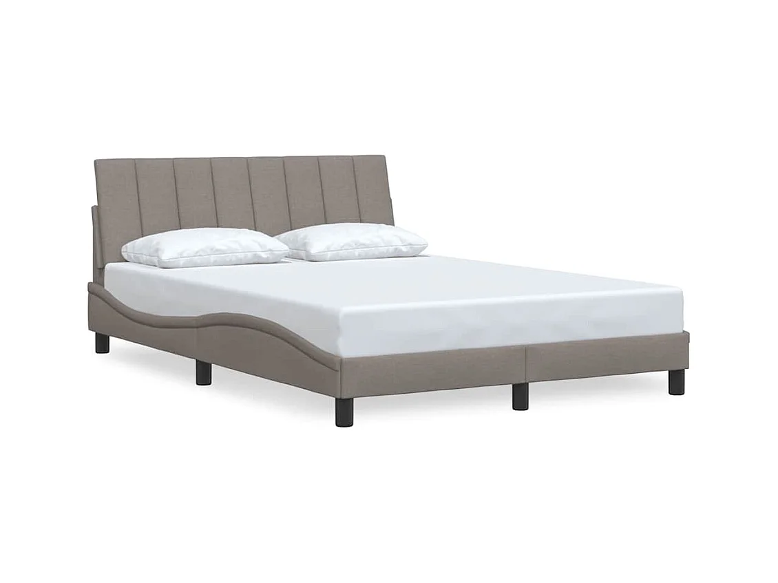Letto per adulti | Letto matrimoniale | Giroletto senza Materasso Hanko Tortora 140x190 cm in Tessuto