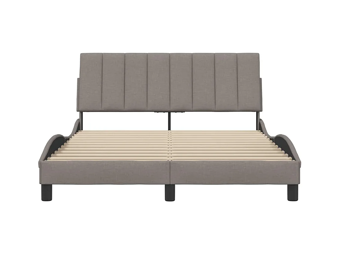 Letto per adulti | Letto matrimoniale | Giroletto senza Materasso Hanko Tortora 140x190 cm in Tessuto