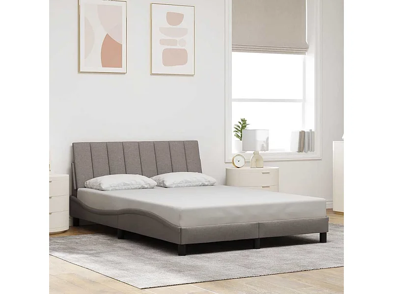 Letto per adulti | Letto matrimoniale | Giroletto senza Materasso Hanko Tortora 140x190 cm in Tessuto