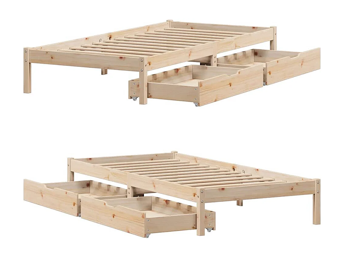 Lit simple | Lit adulte, enfant | Cadre de lit 100x200 cm bois massif de pin