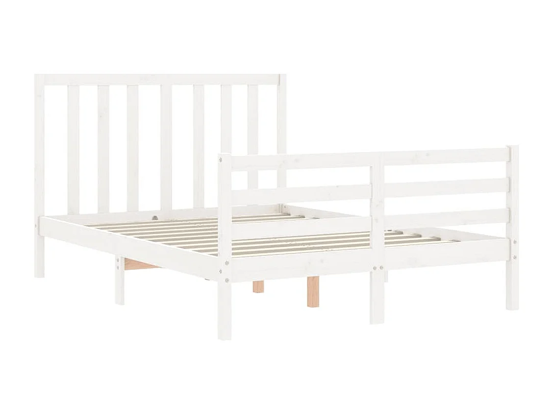 Lit double | Lit adulte | Cadre de lit blanc 140x200 cm bois de pin massif
