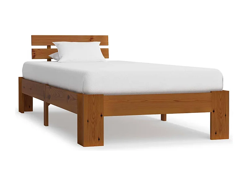 Lit simple | Lit adulte, enfant | Cadre de lit Marron miel Bois pin massif 90x200 cm