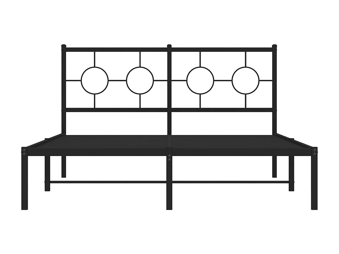 Lit double | Lit adulte | Cadre de lit métal avec tête de lit noir 135x190cm