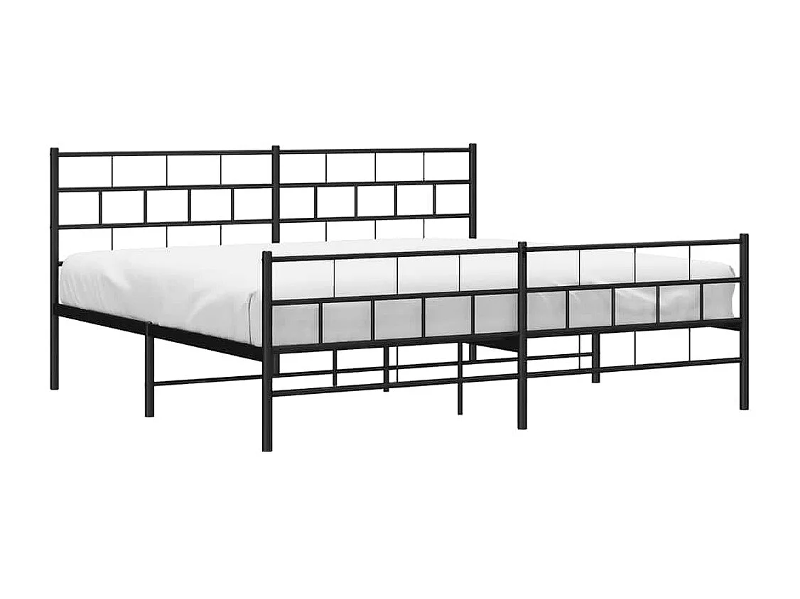 Lit double | Lit adulte | Cadre de lit métal avec pied de lit noir 193x203cm