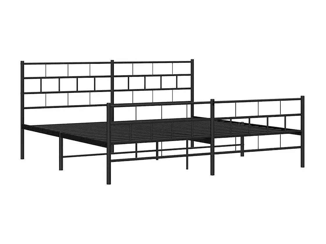 Lit double | Lit adulte | Cadre de lit métal avec pied de lit noir 193x203cm