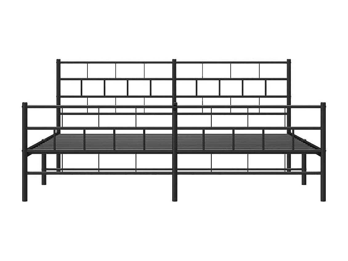Lit double | Lit adulte | Cadre de lit métal avec pied de lit noir 193x203cm