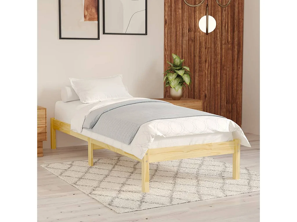 Lit simple | Lit adulte, enfant | Cadre de lit bois massif 90x190 cm