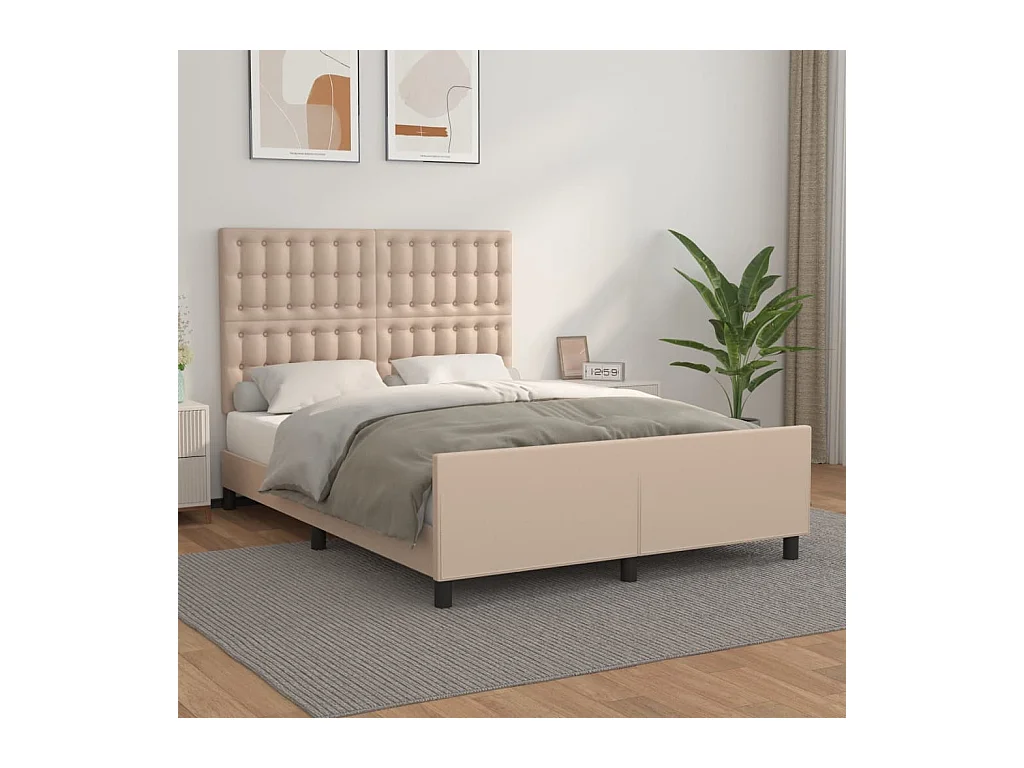 Lit double | Lit adulte | Cadre de lit cappuccino 140x190 cm similicuir