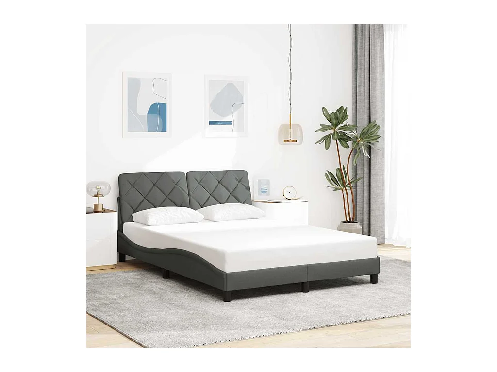 Letto per adulti | Letto singolo | Giroletto senza Materasso Grigio Scuro 120x200 cm Tessuto