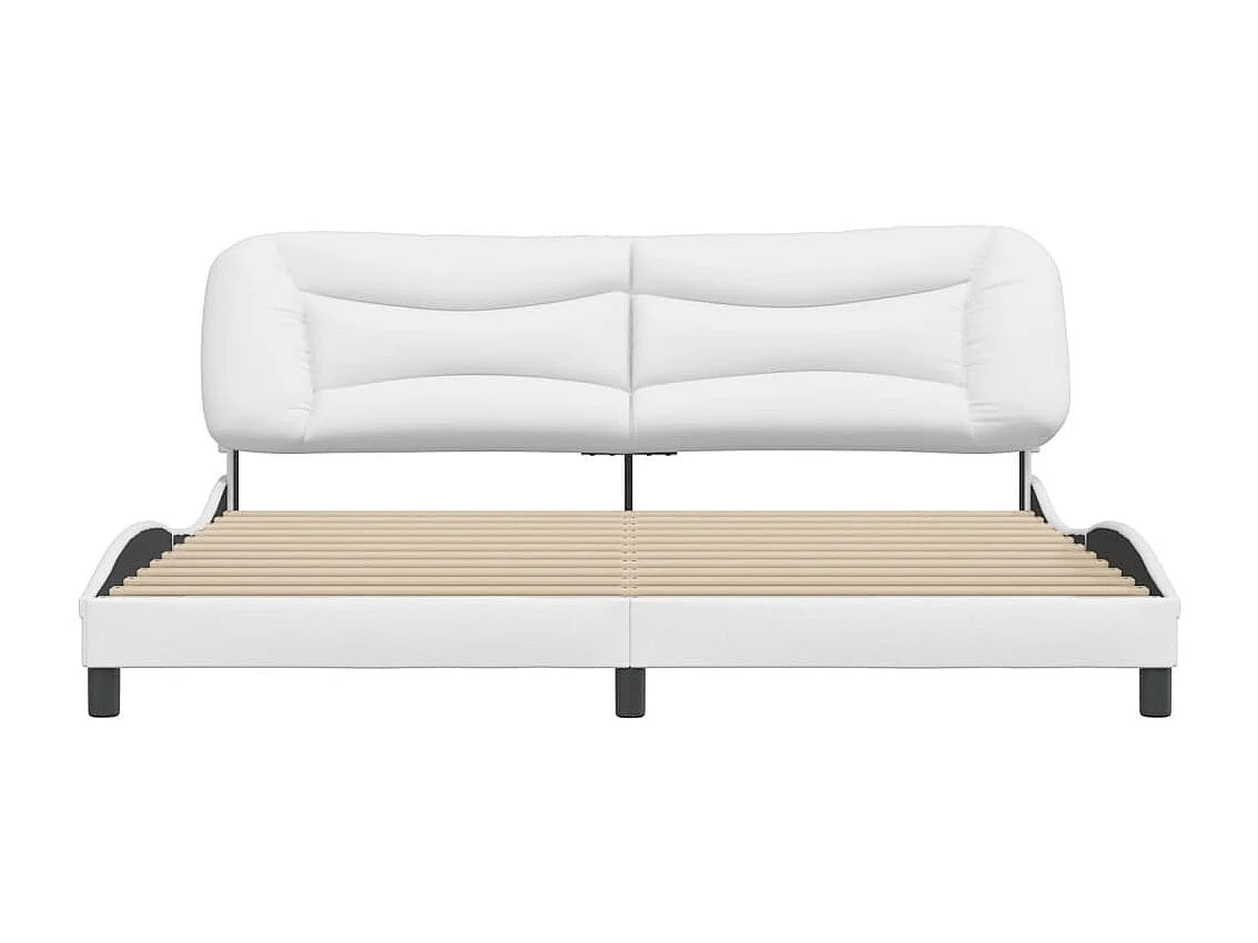 Lit double | Lit adulte | Cadre de lit blanc 200x200 cm similicuir