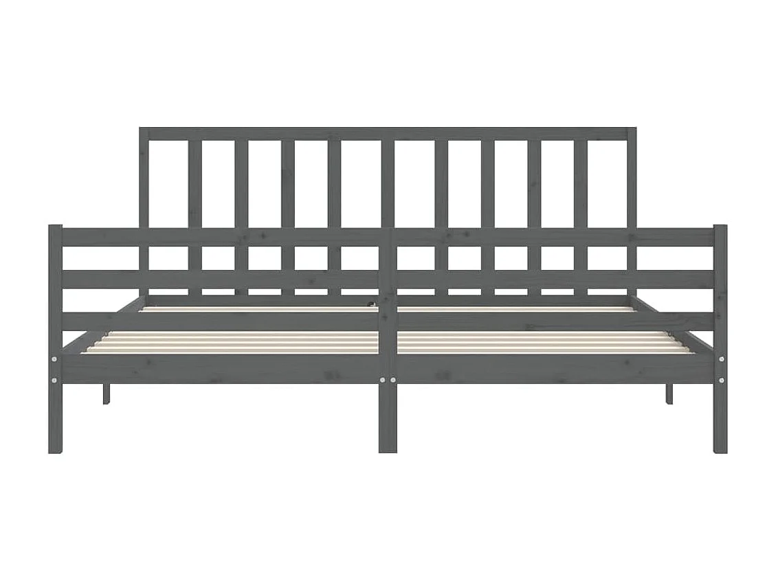 Lit double | Lit adulte | Cadre de lit gris 200x200 cm bois massif de pin