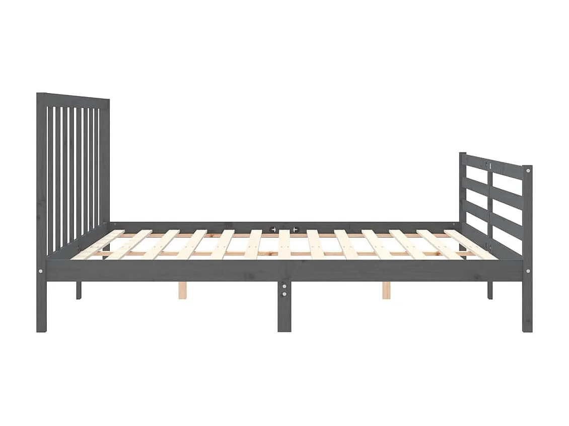 Lit double | Lit adulte | Cadre de lit gris 200x200 cm bois massif de pin