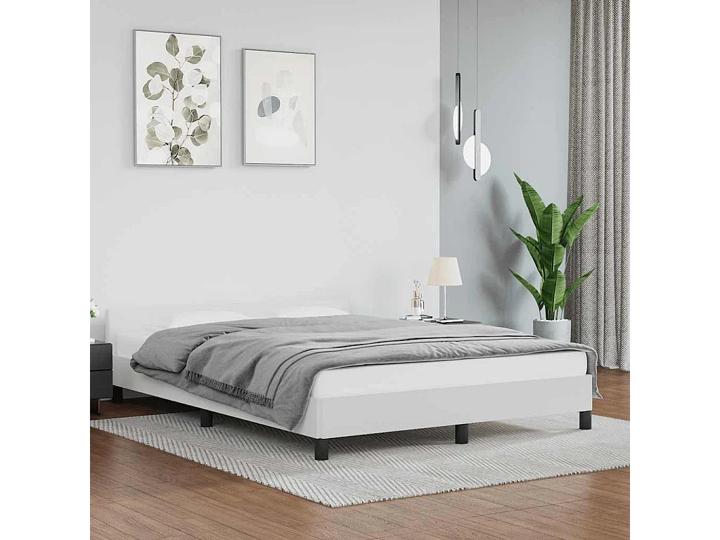 Lit double | Lit adulte | Cadre de lit avec tête de lit blanc 140x200 cm