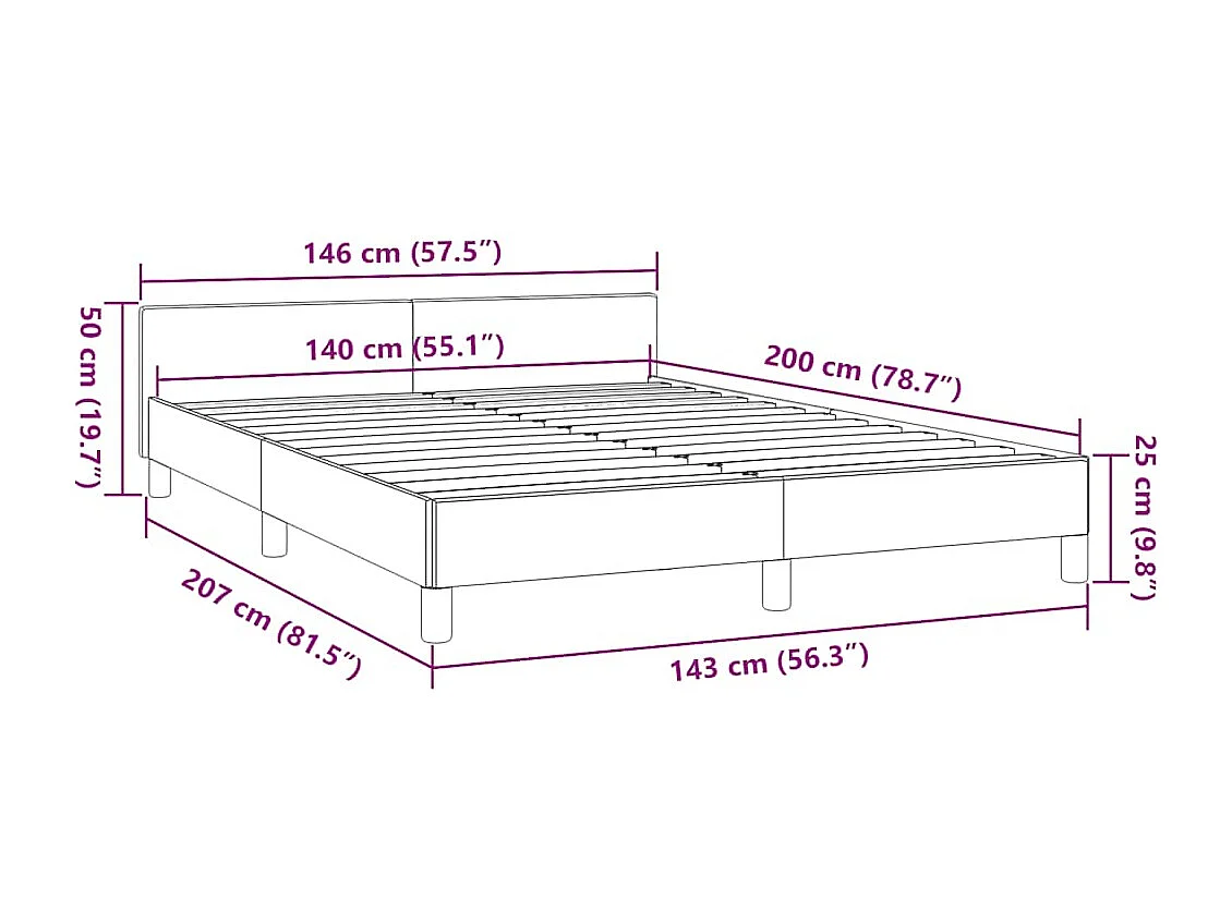 Lit double | Lit adulte | Cadre de lit avec tête de lit blanc 140x200 cm