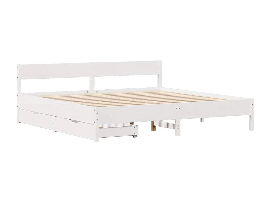 Lit double | Lit adulte | Cadre de lit blanc 180x200 cm bois massif de pin