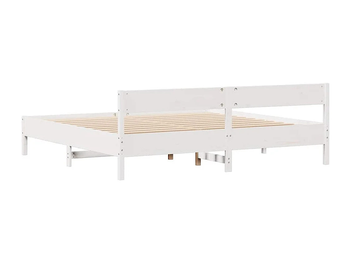 Lit double | Lit adulte | Cadre de lit blanc 180x200 cm bois massif de pin
