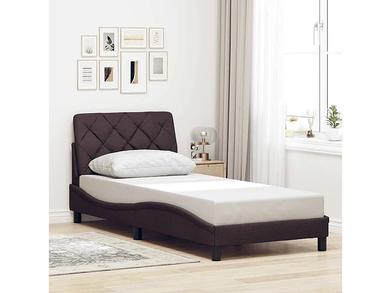 Letto per adulti | Letto singolo | Giroletto senza Materasso Marrone Scuro 90x200 cm Tessuto