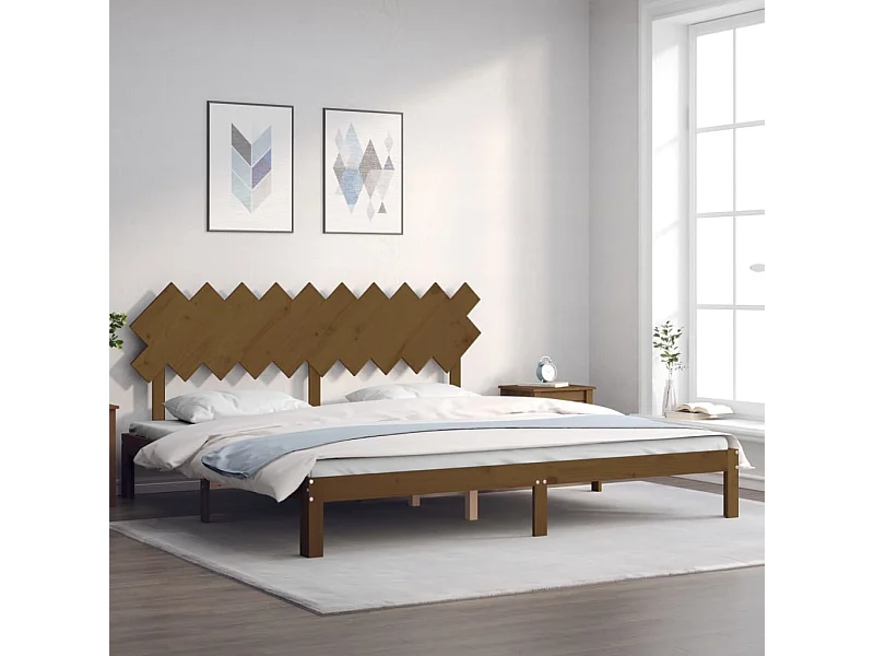 Lit double | Lit adulte | Cadre de lit marron miel 200x200cm bois pin massif