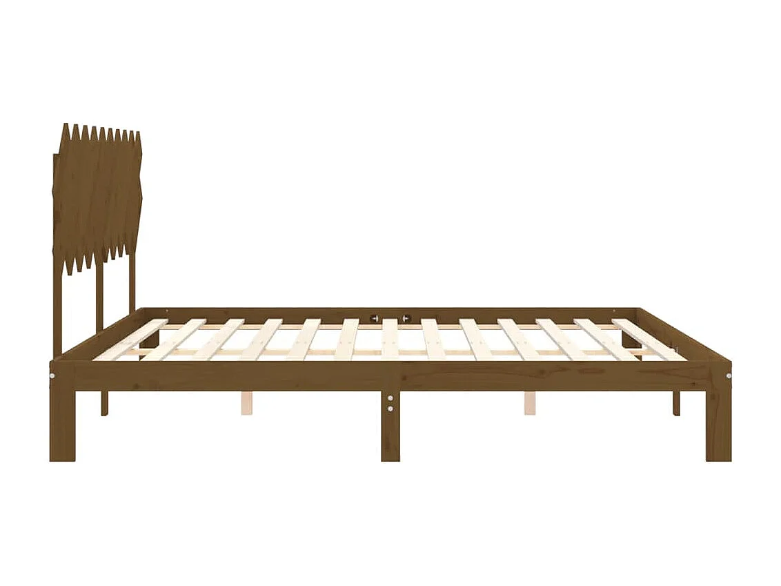 Lit double | Lit adulte | Cadre de lit marron miel 200x200cm bois pin massif