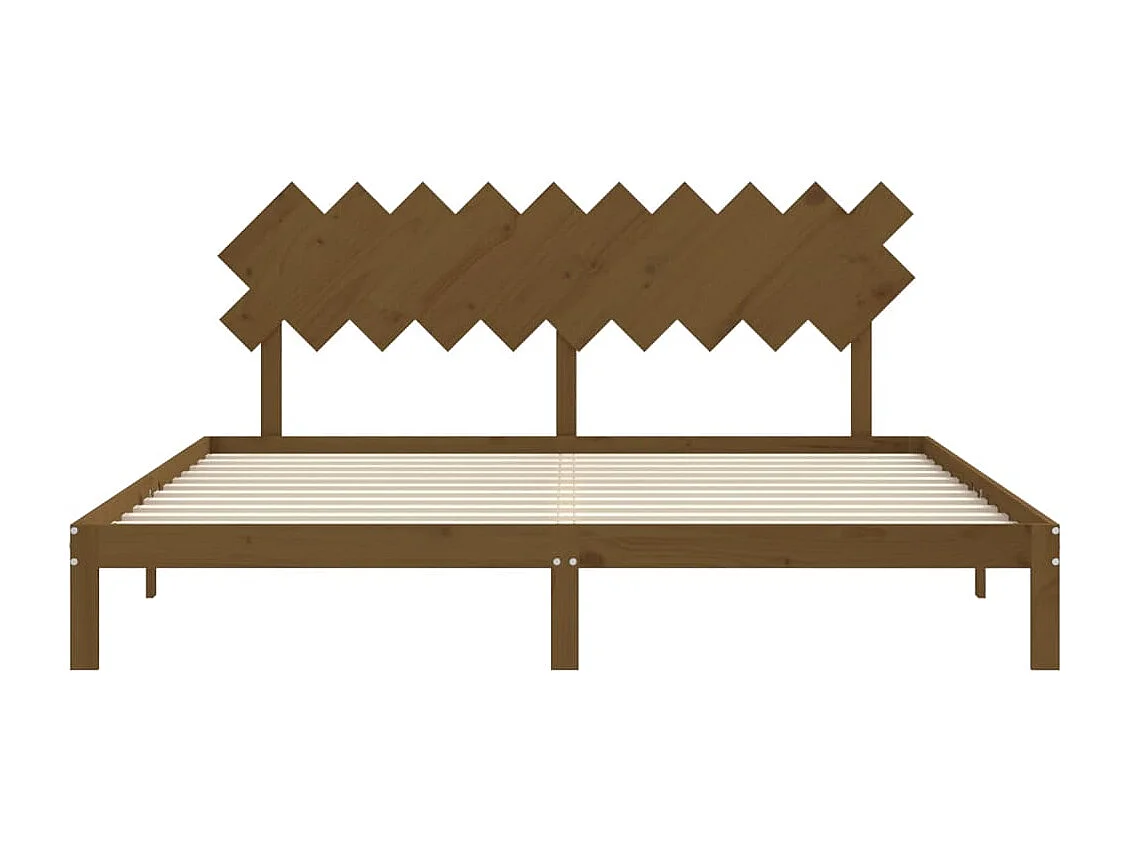 Lit double | Lit adulte | Cadre de lit marron miel 200x200cm bois pin massif