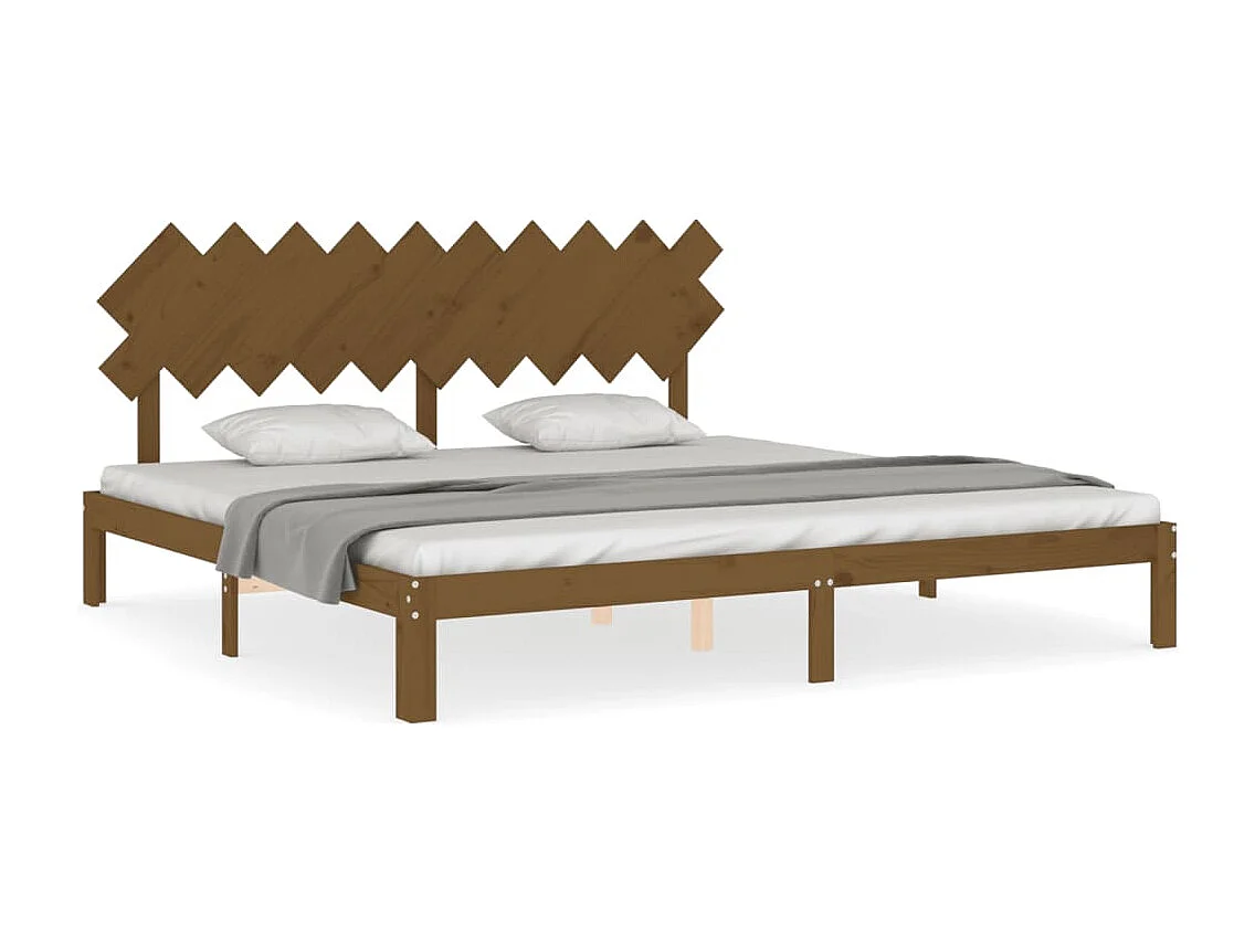 Lit double | Lit adulte | Cadre de lit marron miel 200x200cm bois pin massif