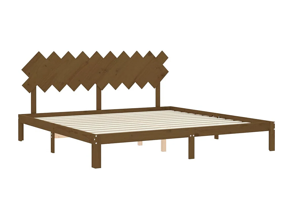Lit double | Lit adulte | Cadre de lit marron miel 200x200cm bois pin massif