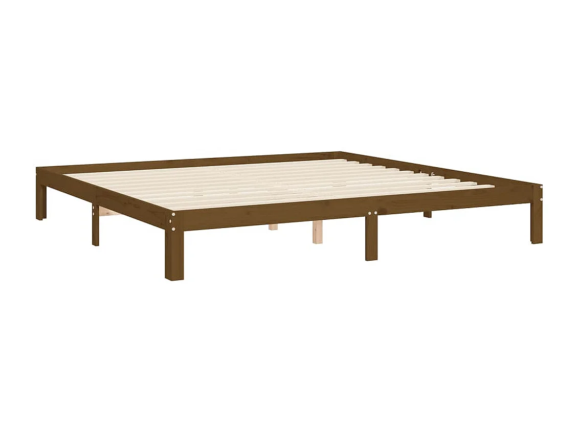 Lit double | Lit adulte | Cadre de lit marron miel 200x200cm bois pin massif