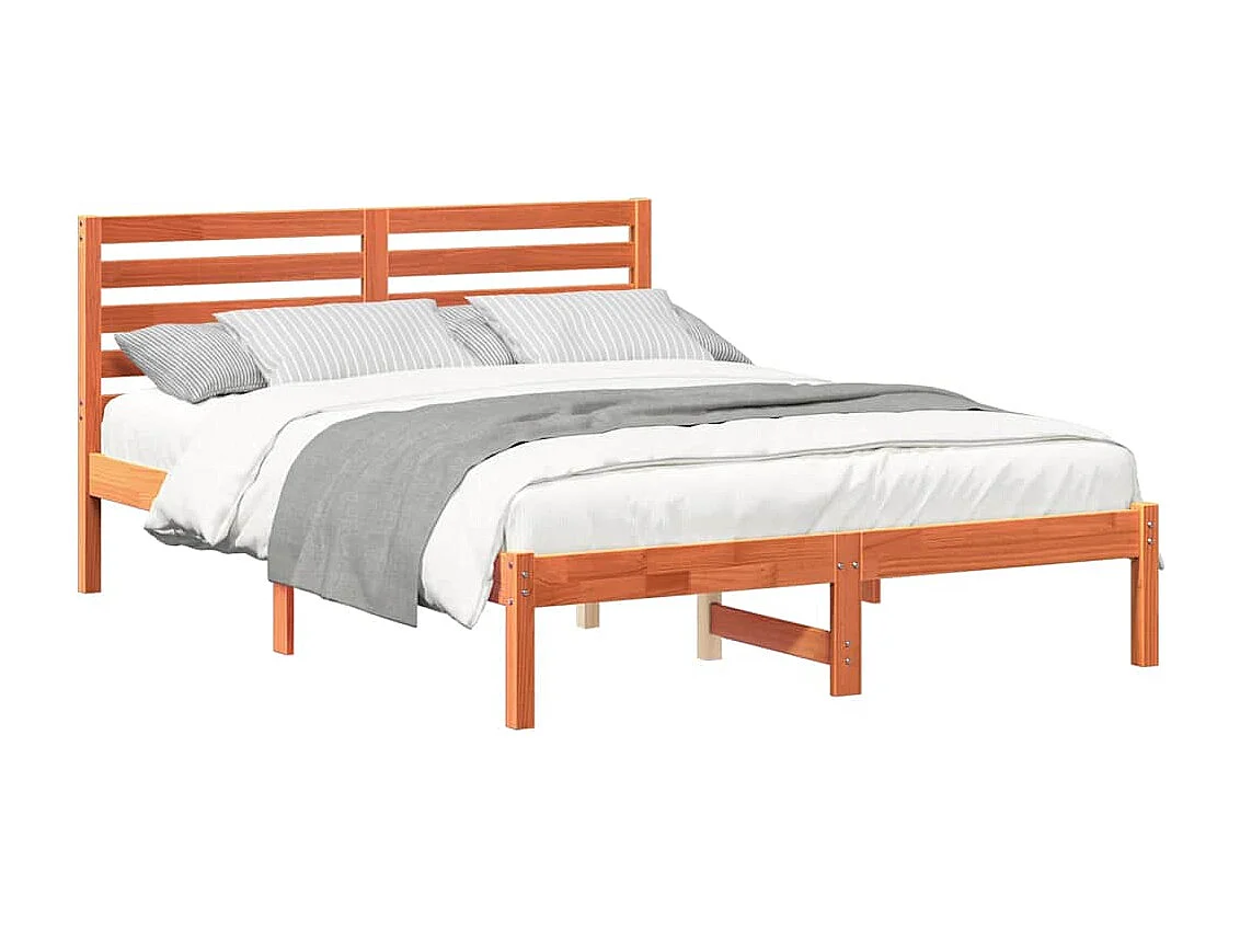 Lit double | Lit adulte | Cadre de lit Marron cire 140x190 cm Bois massif en pin