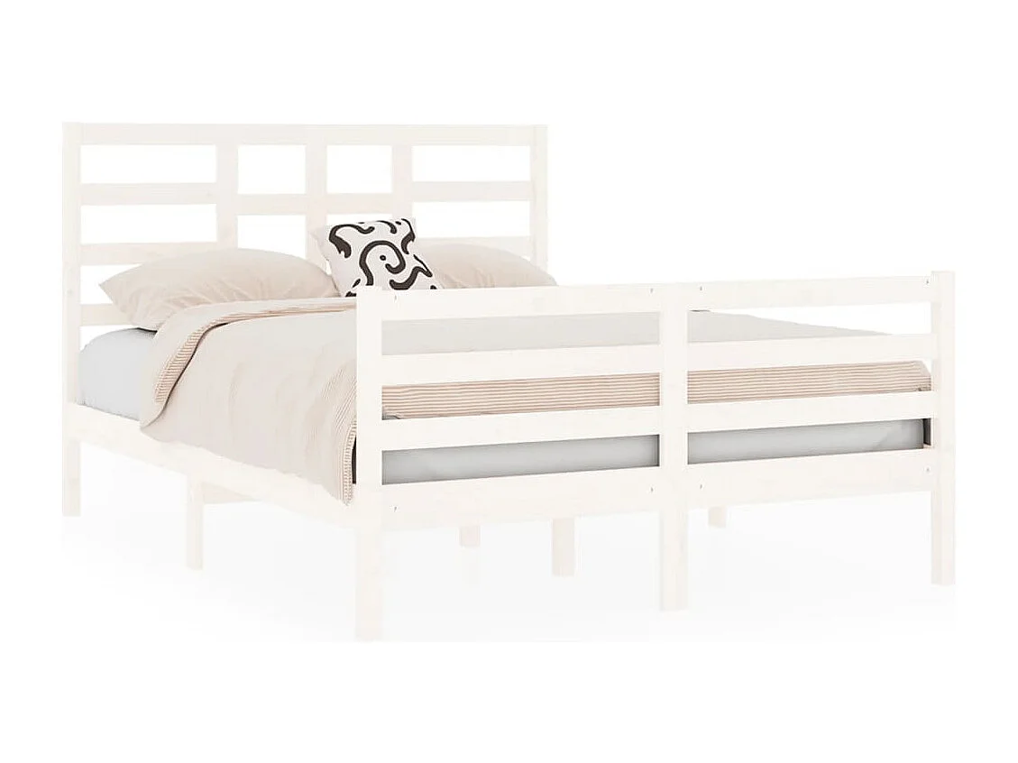 Lit simple | Lit adulte, enfant | Cadre de lit blanc bois massif 120x190 cm