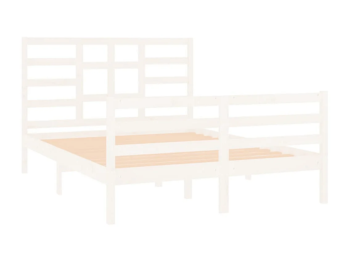 Lit simple | Lit adulte, enfant | Cadre de lit blanc bois massif 120x190 cm