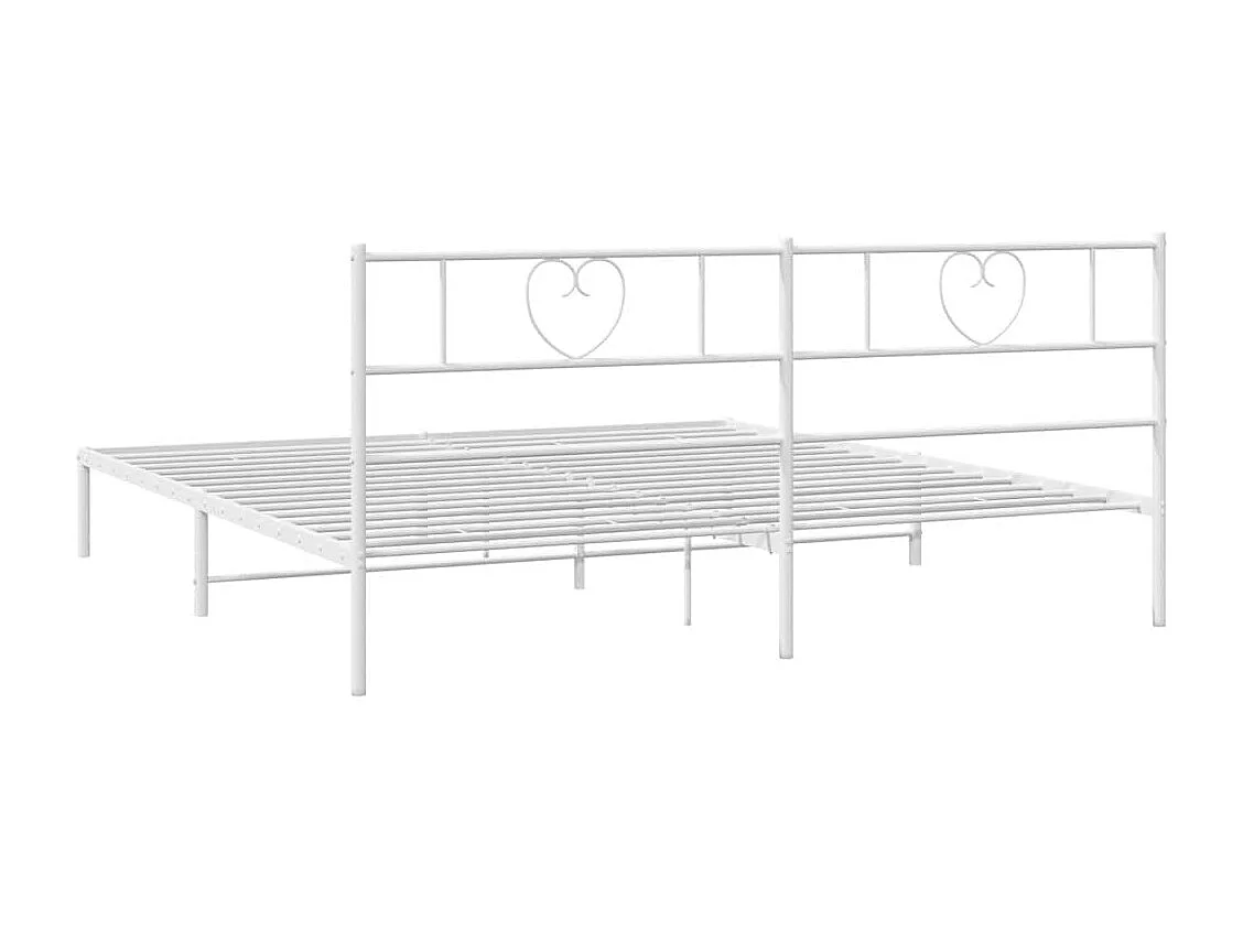 Lit double | Lit adulte | Cadre de lit métal et tête de lit blanc 183x213 cm