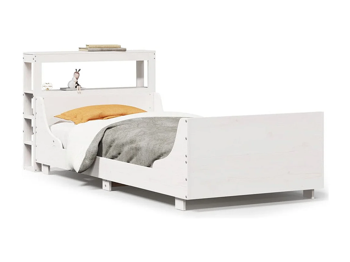 Lit simple | Lit adulte, enfant | Cadre de lit blanc 90x200 cm bois de pin massif