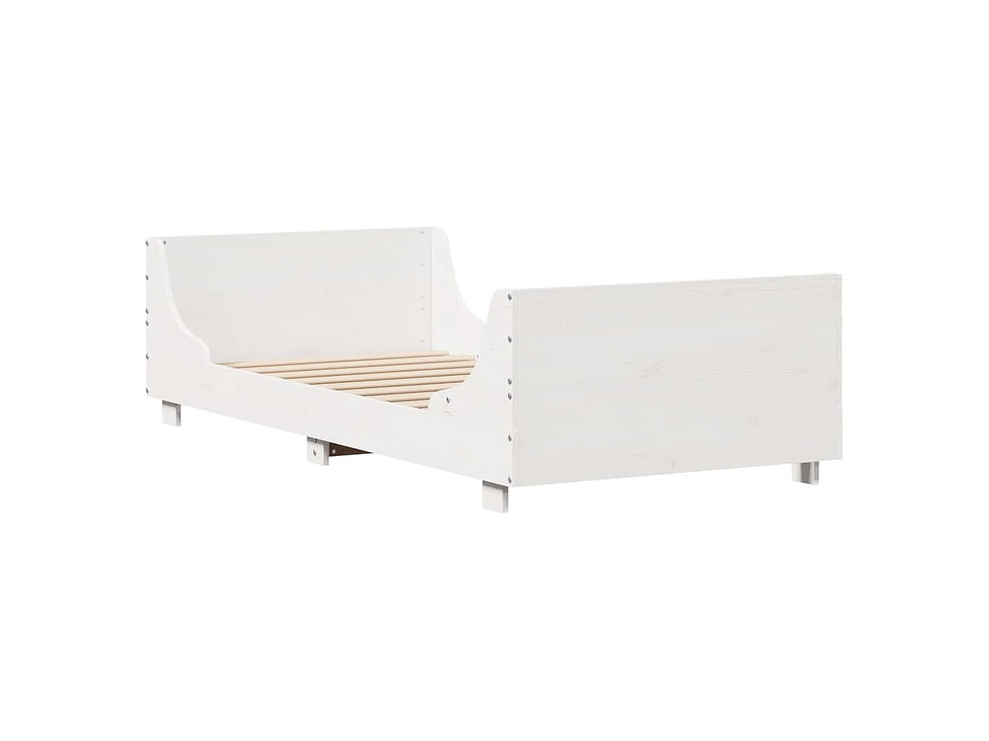 Lit simple | Lit adulte, enfant | Cadre de lit blanc 90x200 cm bois de pin massif