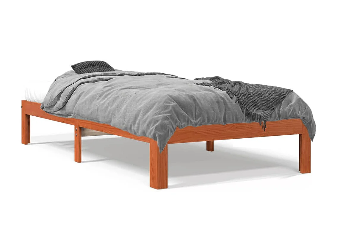 Lit simple | Lit adulte, enfant | Cadre de lit cire marron 100x200cm bois pin massif