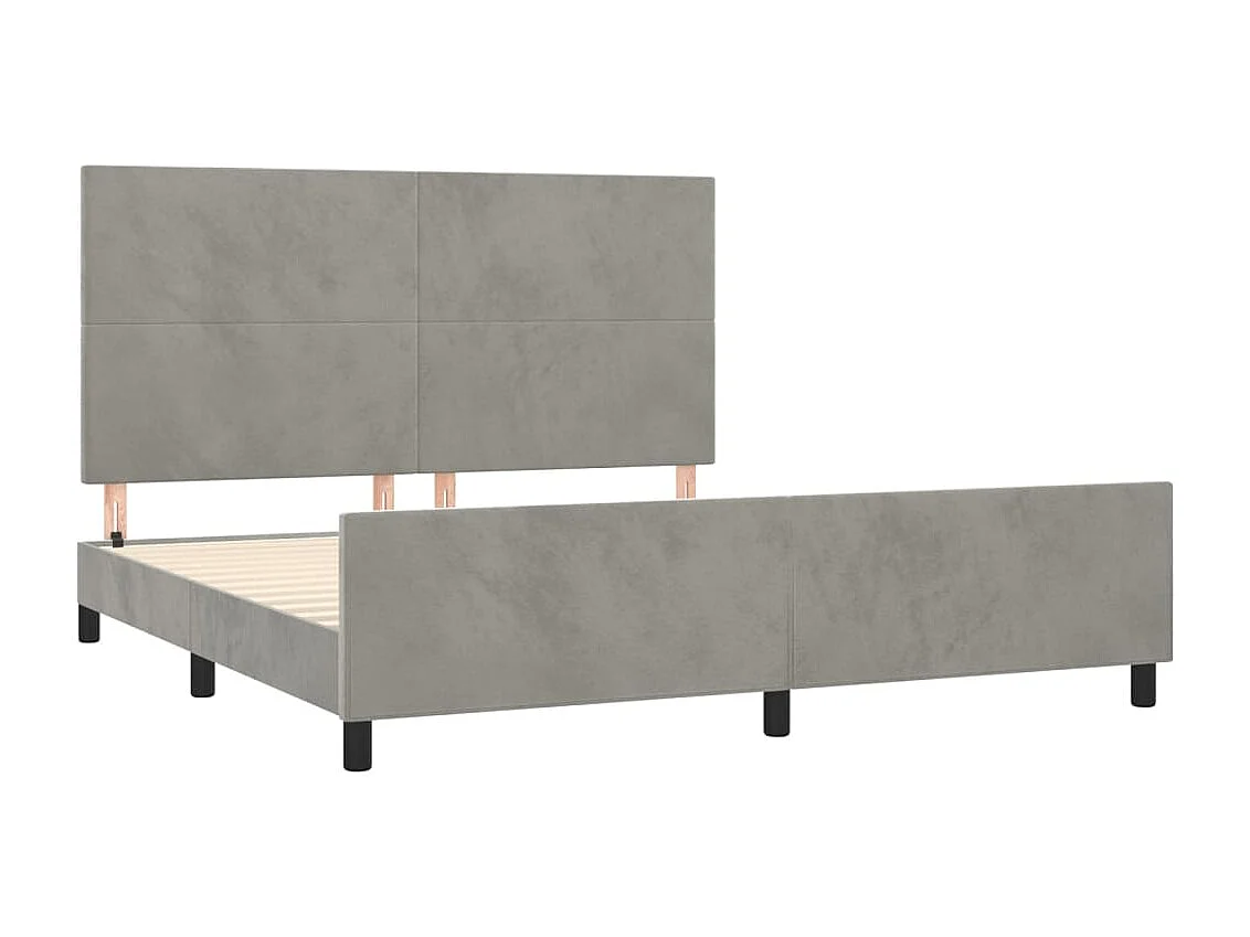 Lit double | Lit adulte | Cadre de lit gris clair velours 180x200 cm