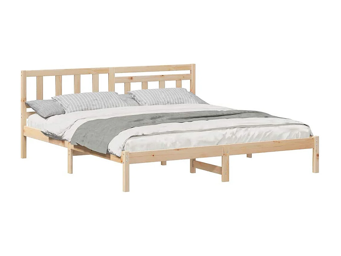 Lit double | Lit adulte | Cadre de lit Marron 160x200 cm Bois massif en pin